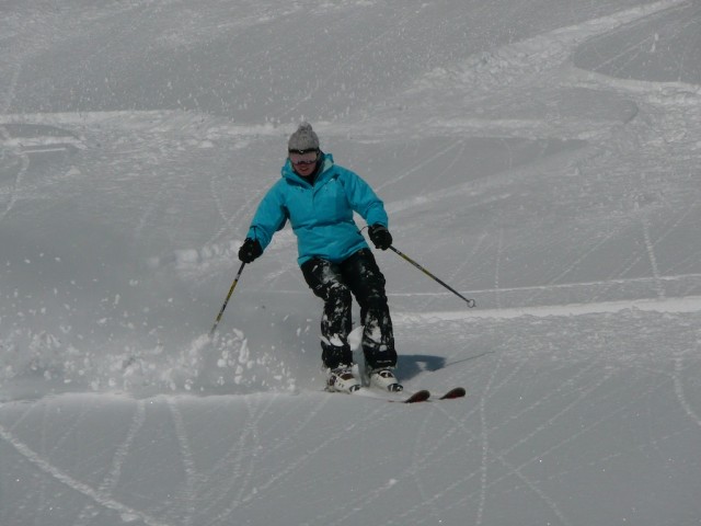 Nicole Skiing Powder, Glacier de Toule, Italy