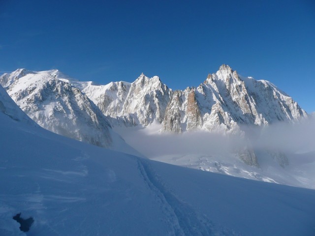 Mont Blanc, Mont Maudit, Mont Blanc du Tacul (L-R)
