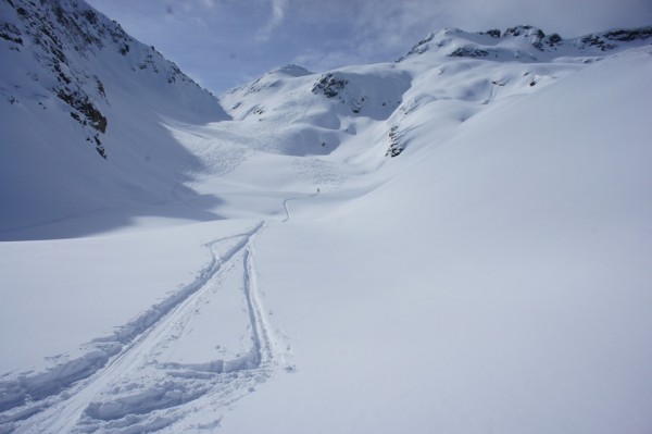 Our tracks with the Col in the background