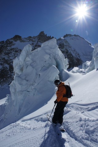 Skiing in the Seracs of the Vrai Vallee Blanche