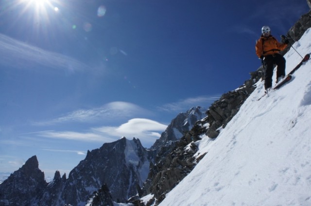 Richard on the top slope. Steep.