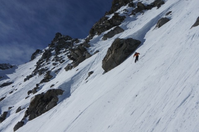 Richard on the top slope. Steep.