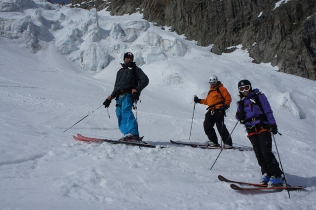 Richard, Samala & Christophe on the Brenva Glacier