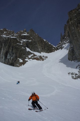 Richard & Christophe on the Brenva Glacier - Best. Corn. Snow. Ever.