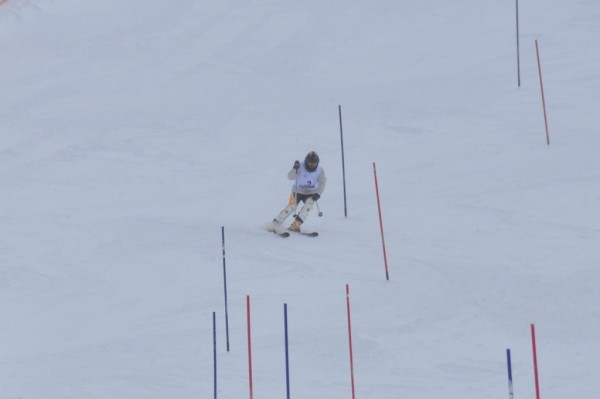 Olivia Sayers skiing Slalom in the 2012 INAS World Championships