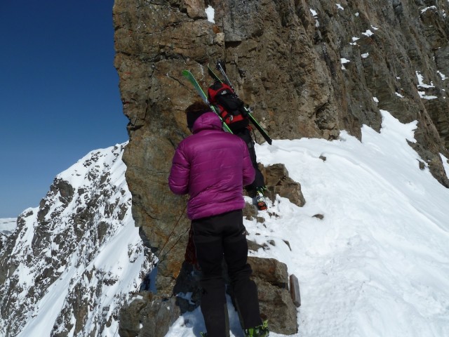 Arriving at the Col & Setting up the Rappel