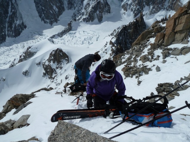 Samala and Christophe getting ready to ski